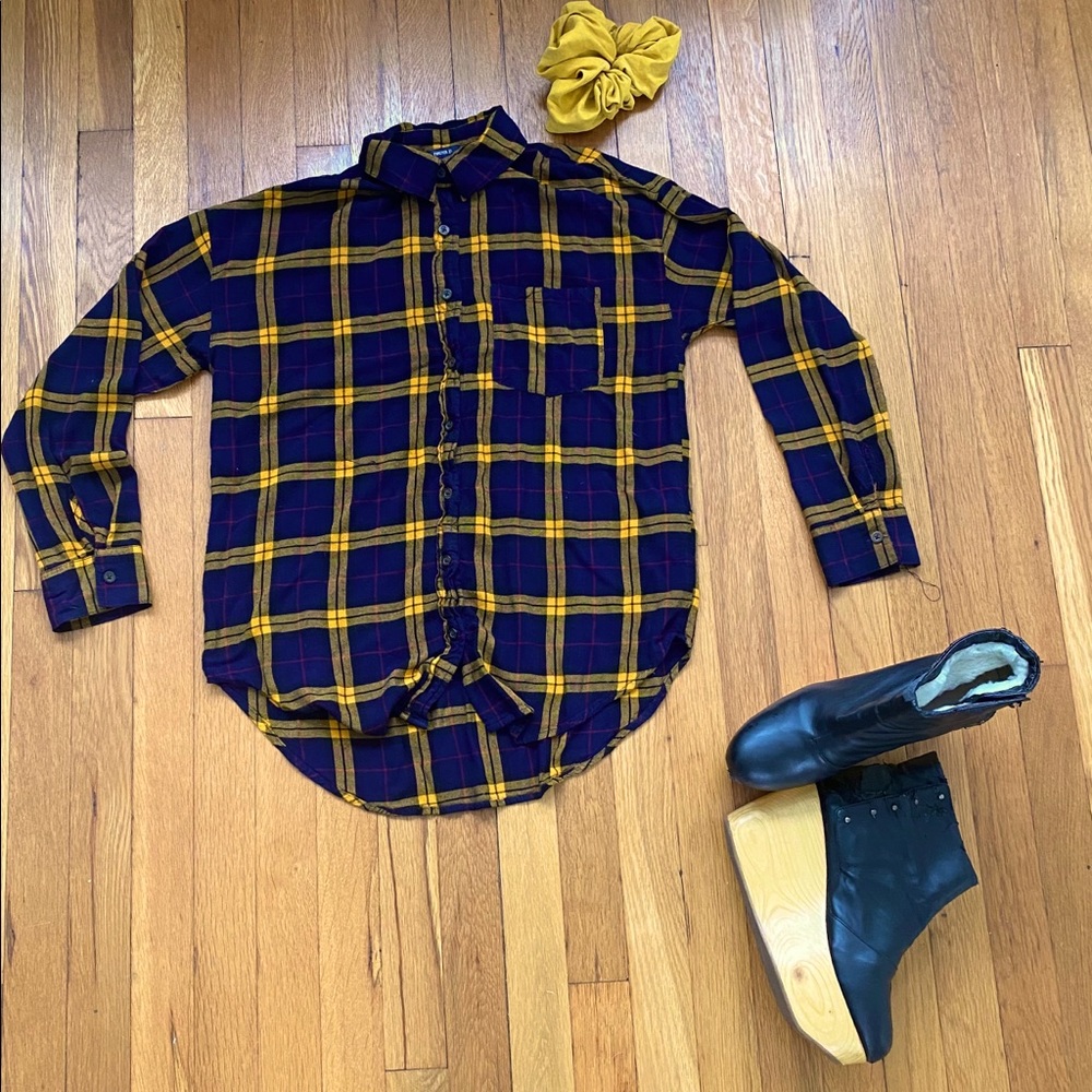 Plaid Cotton Button Down Long Sleeve Shirt